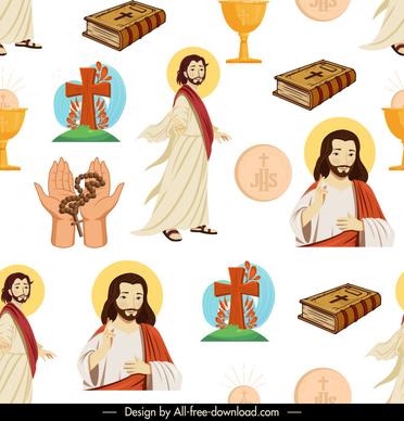 christain pattern template repeating religion elements decor