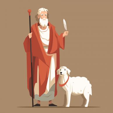 christian design elements shepherds staff to scholars quill cartoon 