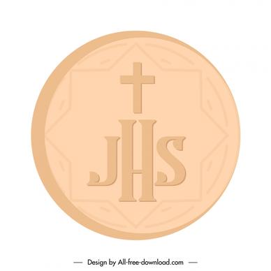 christian host icon round shape symmetric texts decor