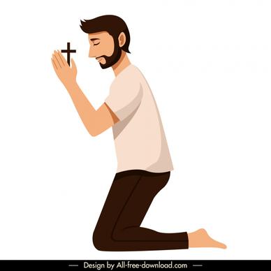 christian prayer icon cartoon character design