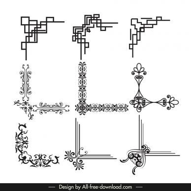 christianity ornament frame templates elegant black white symmetric shapes outline