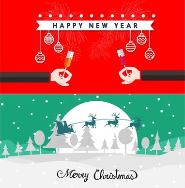 christmas and new year banners with classical design