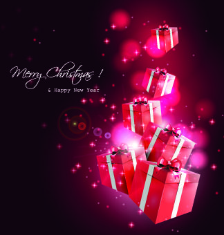 christmas and new year gift box vector background