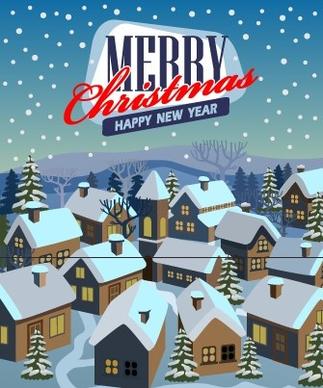 christmas and new year town background vector