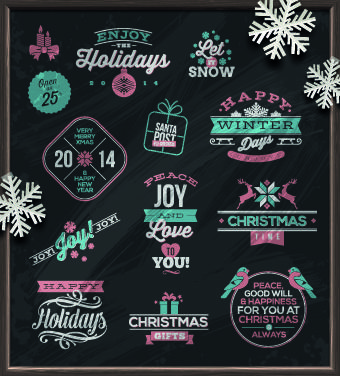 christmas and winter labels vectors