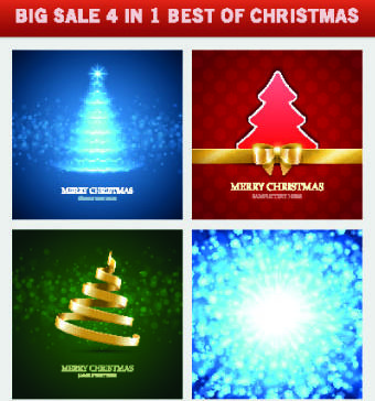 christmas background 4 in 1 vector set