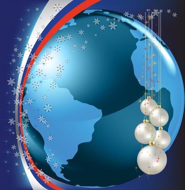christmas background ball earth vector