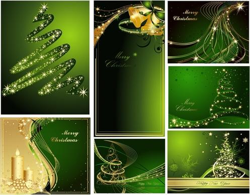 christmas background templates sparkling elegant green golden decor