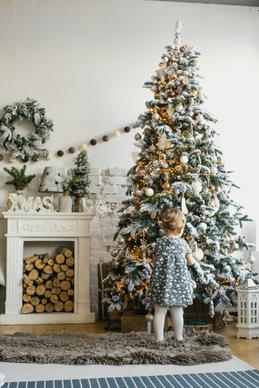 christmas background picture cute girl cozy living room
