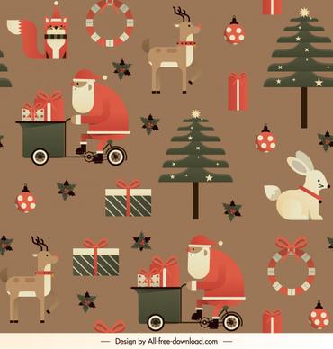 christmas background repeating flat classical symbols decor