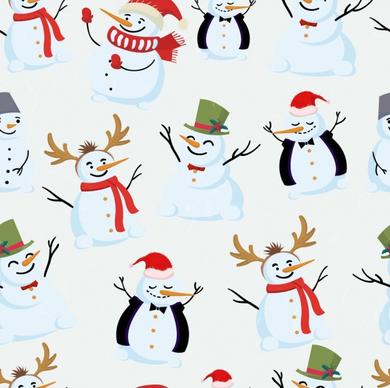 christmas background snowman icons decoration funny design