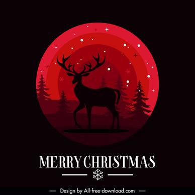 christmas background template dark silhouette reindeer moon
