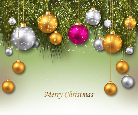 christmas background with colorful balls and fir twigs