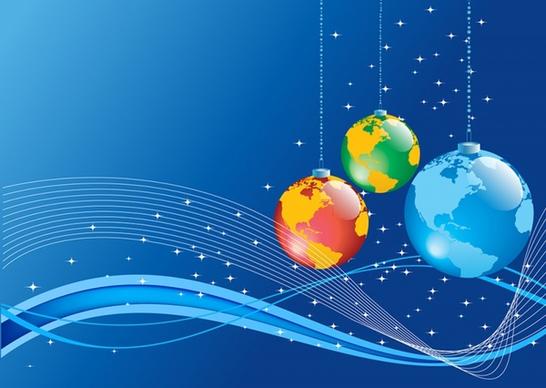 Christmas Background with Earth globe ball
