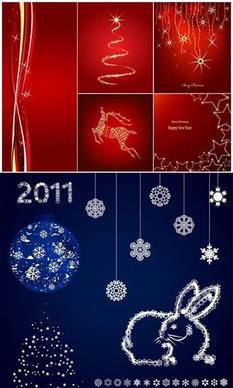 christmas background templates shiny sparkling red blue decor