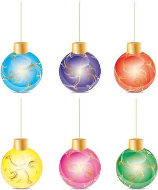christmas ball icons collection shiny colorful design