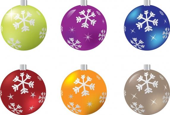 bauble ball icons colorful sparkling snowflakes decor