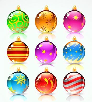 christmas ball icons shiny colorful modern decor