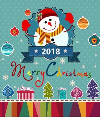 christmas banner design with snowman and x mas symbols