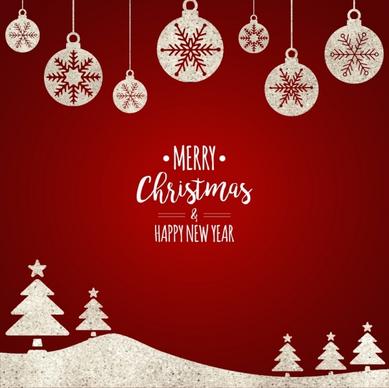 christmas banner red design flat baubles trees icons