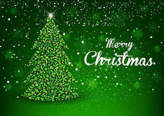 christmas banner sparkling green decor fir tree icon
