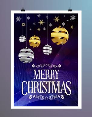 christmas banner star sphere icons bokeh violet backdrop