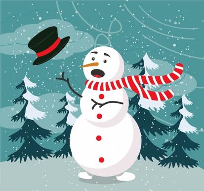 christmas banner stylized snowman colored cartoon