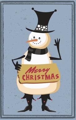 christmas banner stylized snowman icon retro design