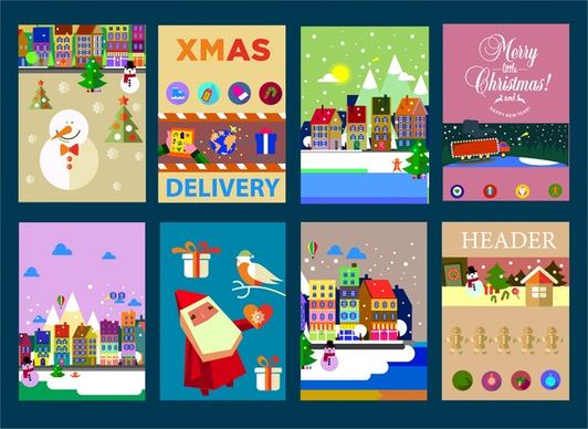 christmas banner templates illustration with various symbols