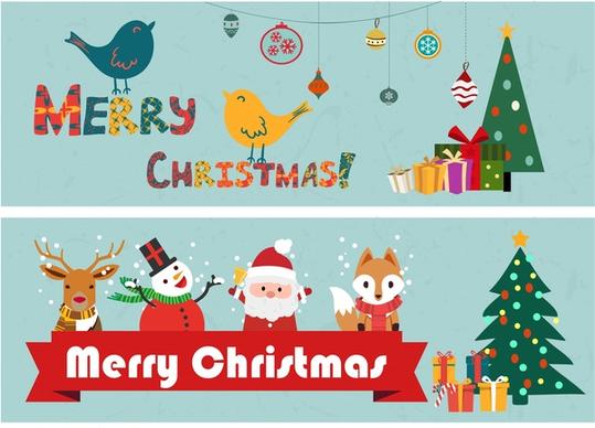 christmas banners classical design and symbol elements