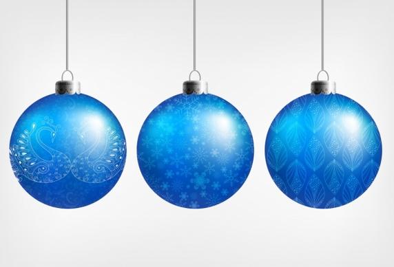 christmas bauble icons shiny blue design