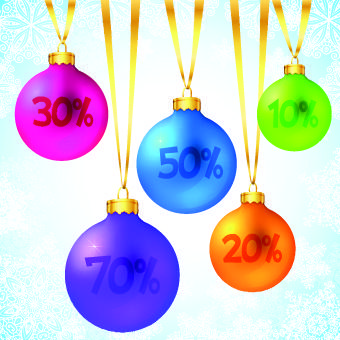 christmas baubles and big sale vector