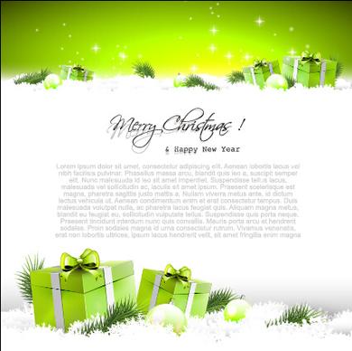 christmas baubles elements with green background vector