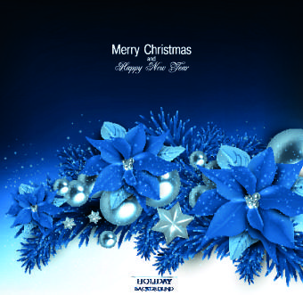 christmas blue pearl flower vector background