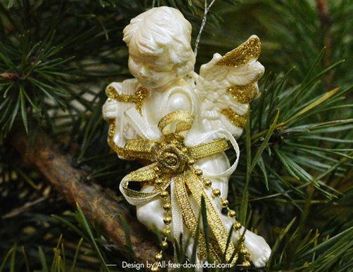 christmas brushes backdrop elegant  angel statue closeup