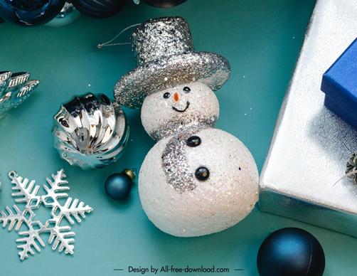 christmas brushes backdrop elegant snowman snowflakes  closeup