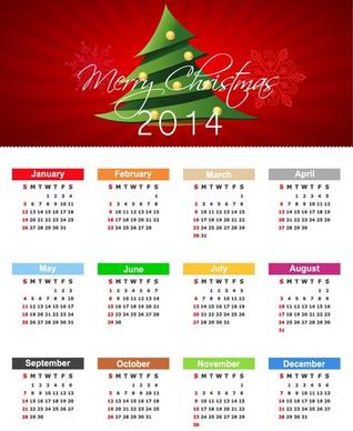 christmas calendar for14 year vector illustration
