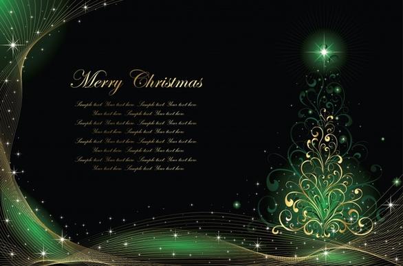 christmas card template sparkling dark green golden decor