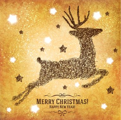 christmas card design with abstract reindeer