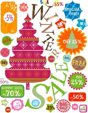 christmas card notes label stickers vector stickers