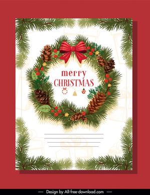 christmas card template elegant laurel wreath 