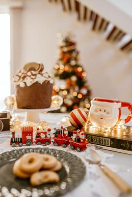 christmas decoration background picture blurred closeup tableware objects