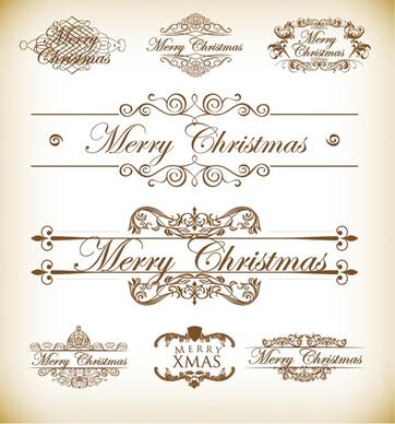 christmas decoration calligraphic and typographic elements