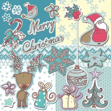 christmas decoration stickers 01 vector