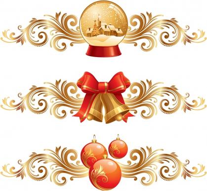 christmas design elements shiny bauble ball bell sketch