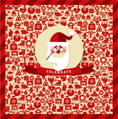 christmas elements pattern with santa background