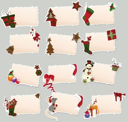 christmas elements stickers 02 vector