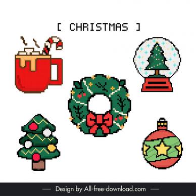 christmas elements xmas objects pixel art