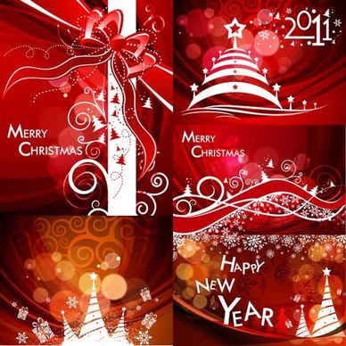 xmas new year banners dynamic bokeh red design