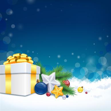 christmas gift and baubles vector background